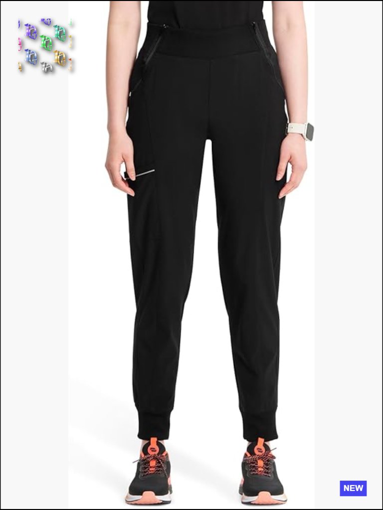 Womens Scrub Jogger Pants Mid Rise 5 Pockets 360 Stretch Moisture Wicking